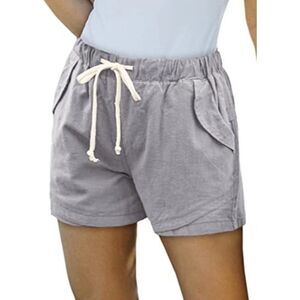 Blencot Womens Gray Elastic Waist Pockets Drawstring Casual Shorts Size Medium